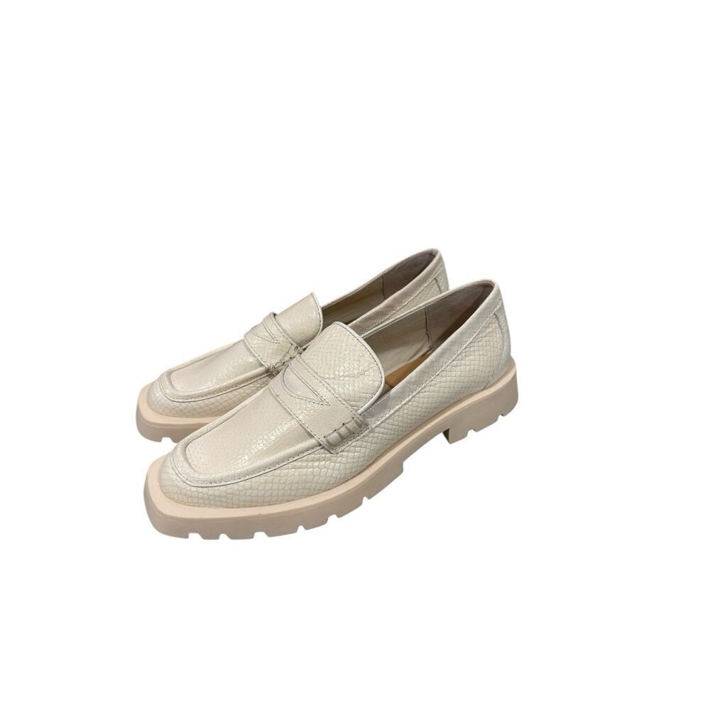 Dolce Vita Elias Ivory Embossed Leather Slip On Square Toe Fashion‎ Loafer 11